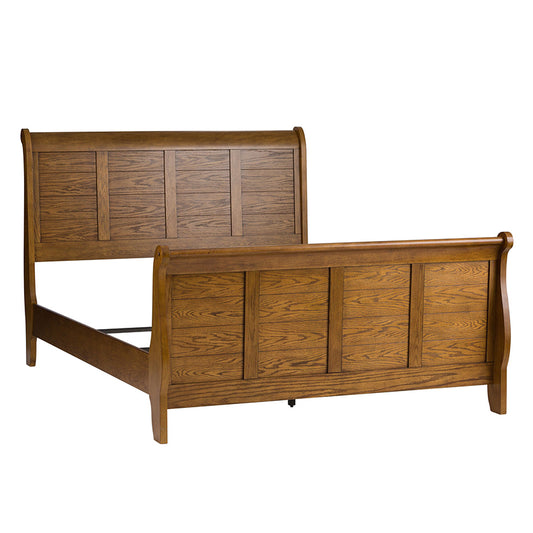 Grandpas Cabin - Queen Sleigh Bed - Light Brown