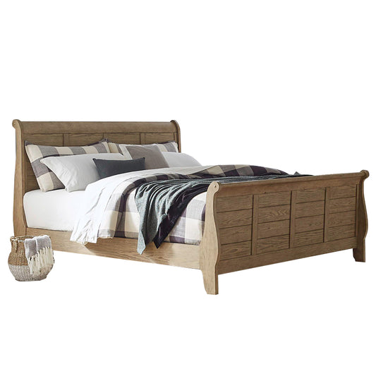 Grandpas Cabin - Queen Sleigh Bed (Softly Bent Shape) - Light Brown