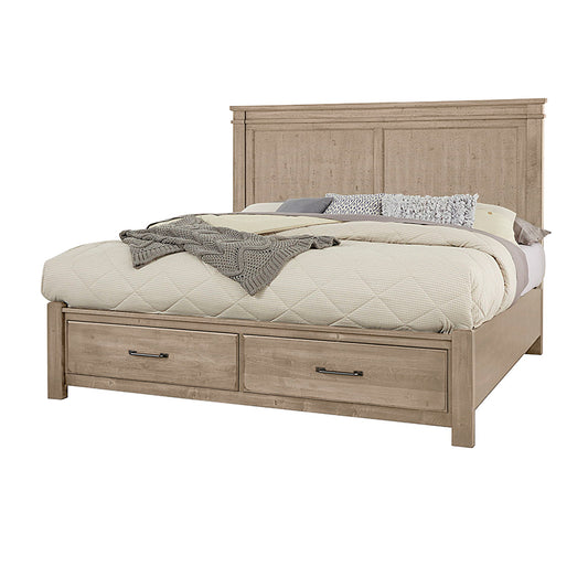 Cool Rustic - Queen Mansion Bed With Storage Footboard - Clear Maple