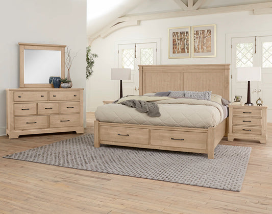 Cool Rustic - King Mansion Bed With Footboard Storage - Clear Maple