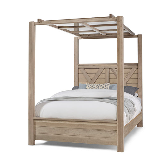 Cool Rustic - King Bed With Mirrored Canopy - Clear Maple