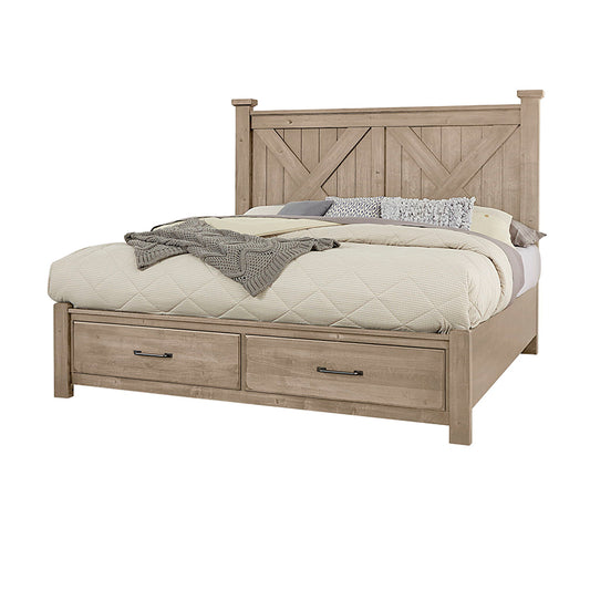 Cool Rustic - King X Bed With Footboard Storage - Clear Maple