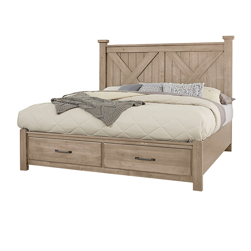 Cool Rustic - California King X Bed With Footboard Storage - Clear Maple