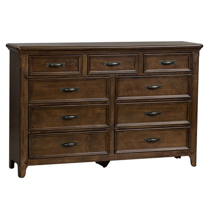 Saddlebrook - 9 Drawer Dresser - Dark Brown