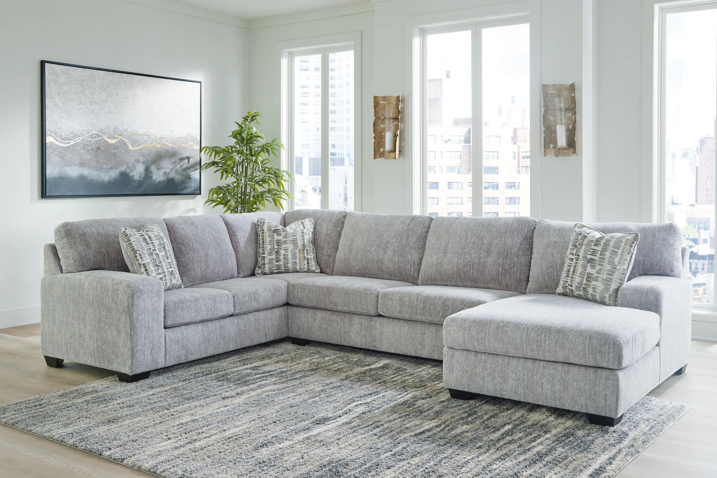 Pembrey - Pewter - 3-Piece Sectional With Raf Corner Chaise