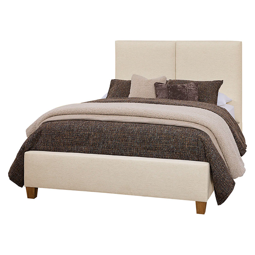 Joinery - Queen Upholstered Bed - Ivory Cream / Espresso Oak