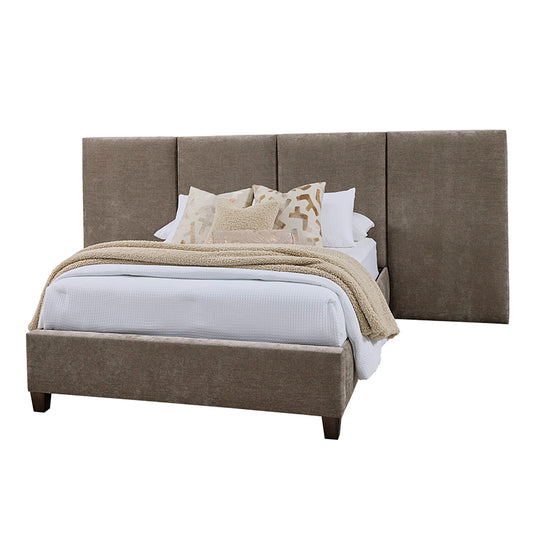 Joinery - Queen Upholstered Wall Bed - Brindle Gray / Espresso Oak
