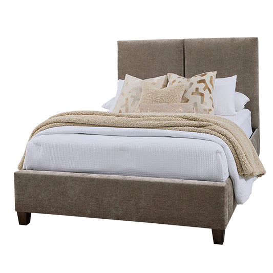 Joinery - Queen Upholstered Bed - Brindle Gray / Espresso Oak