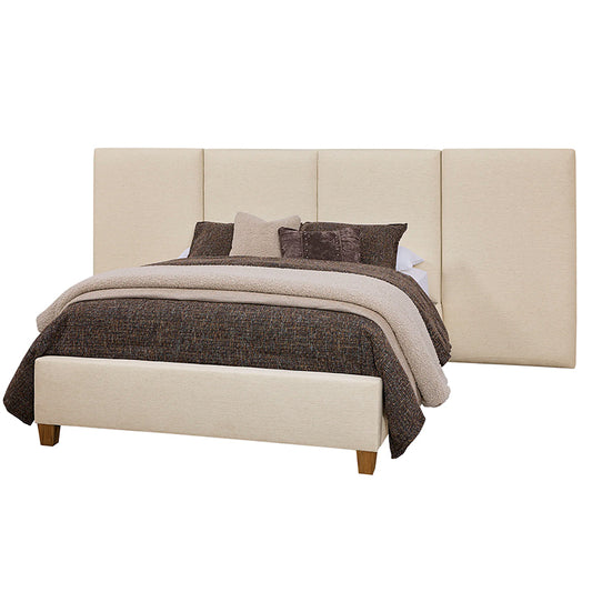 Joinery - King Upholstered Wall Bed - Ivory Cream / Espresso Oak