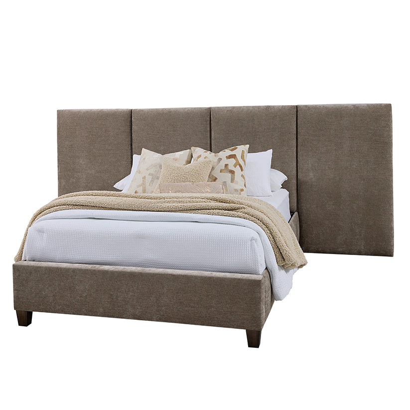 Joinery - King Upholstered Wall Bed - Brindle Gray / Espresso Oak