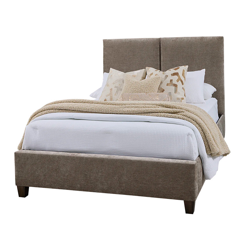 Joinery - King Upholstered Bed - Brindle Gray / Espresso Oak