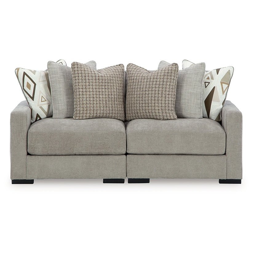 Aslan Court - Pebble - 2-Piece Loveseat Sectional