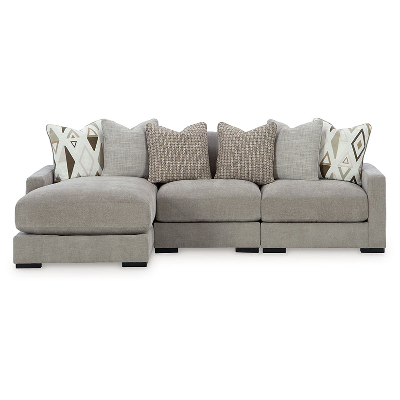 Aslan Court - Pebble - 3-Piece Sofa Sectional With Laf Corner Chaise