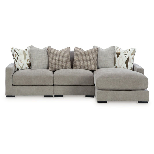 Aslan Court - Pebble - 3-Piece Sofa Sectional With Raf Corner Chaise