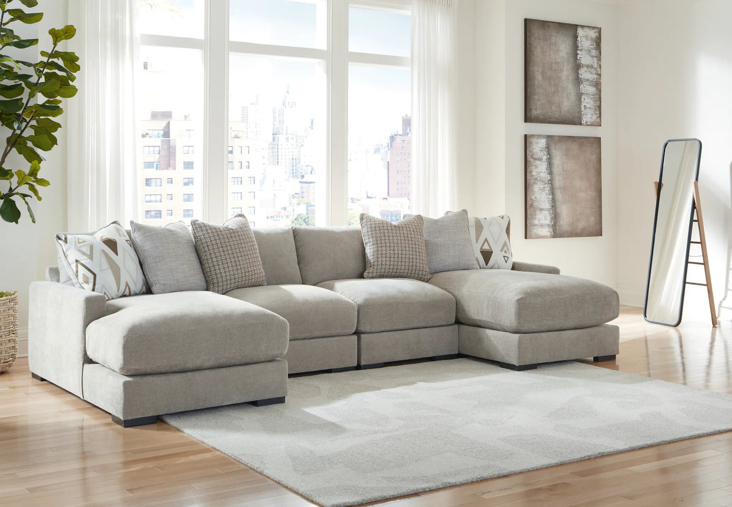 Aslan Court - Pebble - 4-Piece Sofa Pit Sectional