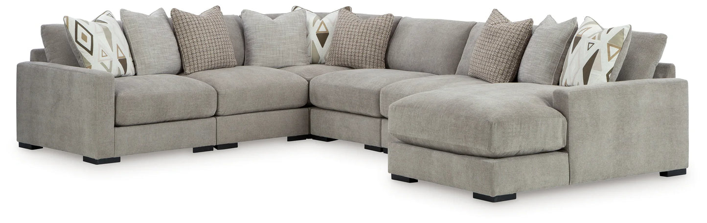 Aslan Court - Pebble - 6-Piece Sectional With Raf Corner Chaise