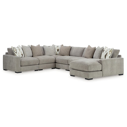 Aslan Court - Pebble - 6-Piece Sectional With Raf Corner Chaise