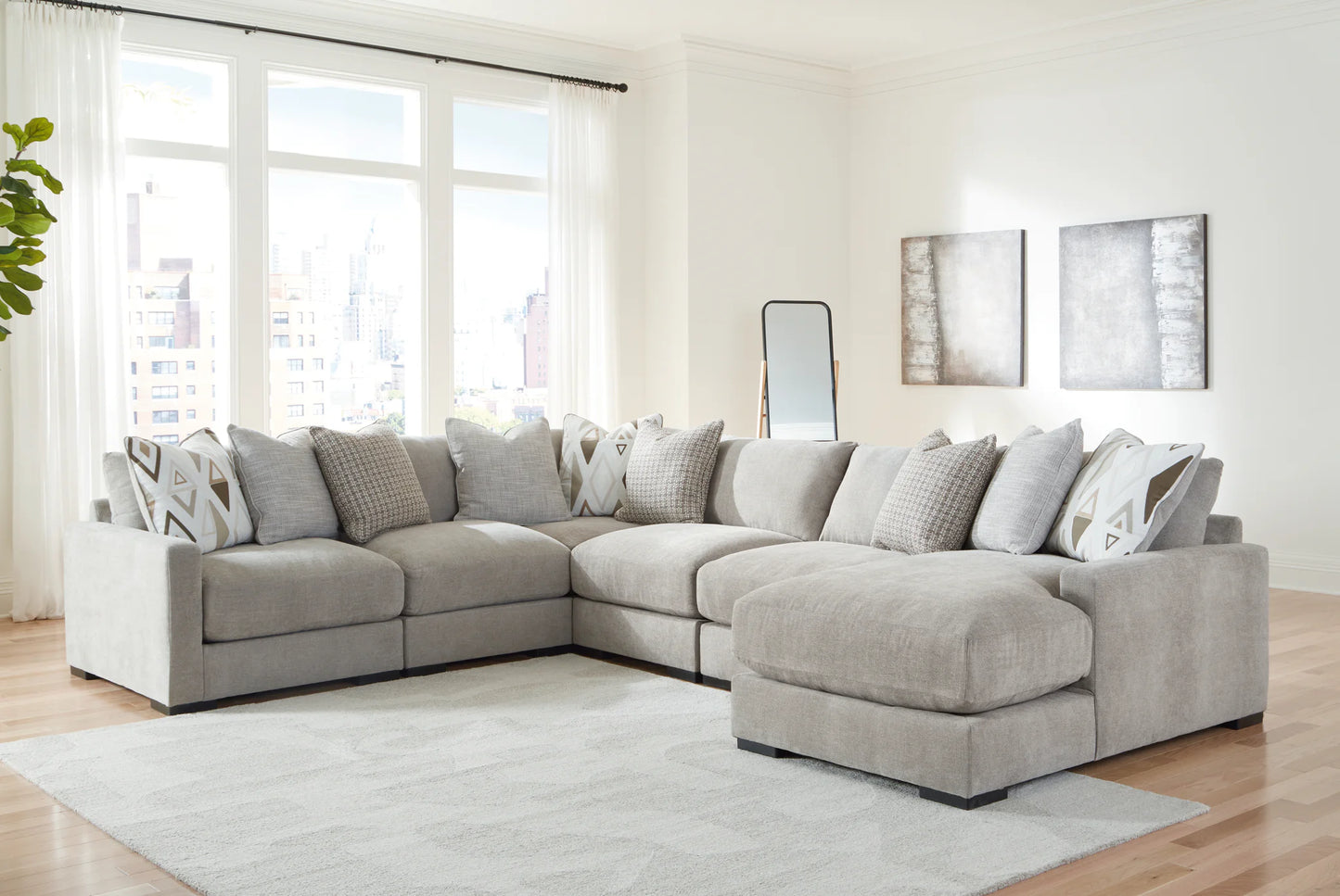 Aslan Court - Pebble - 6-Piece Sectional With Raf Corner Chaise