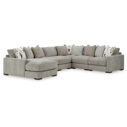 Aslan Court - Pebble - 6-Piece Sectional With LAF Corner Chaise