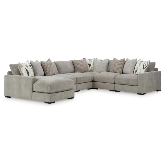 Aslan Court - Pebble - 6-Piece Sectional With LAF Corner Chaise
