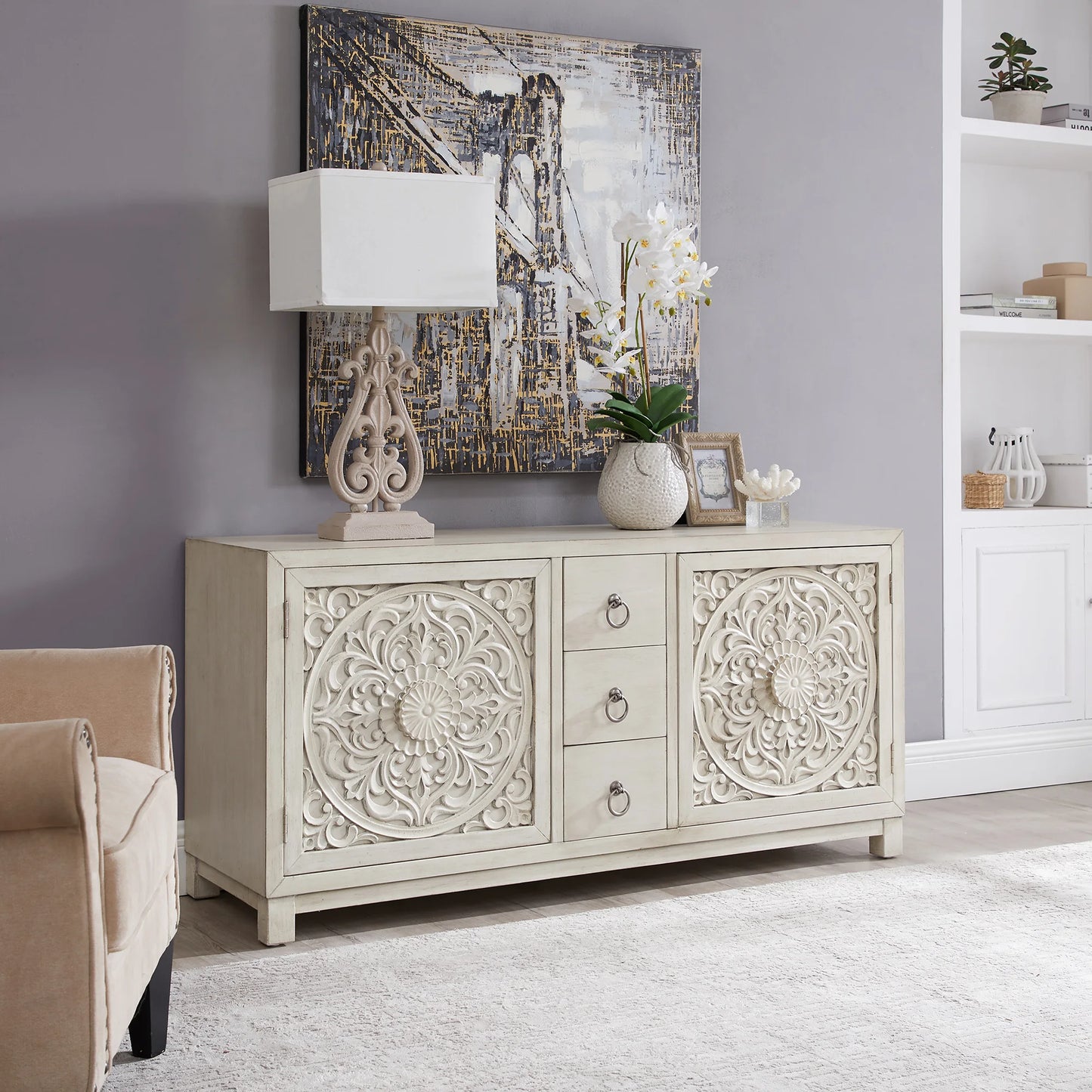 Sundance - 2 Door 3 Drawer Wood Accent Cabinet - White