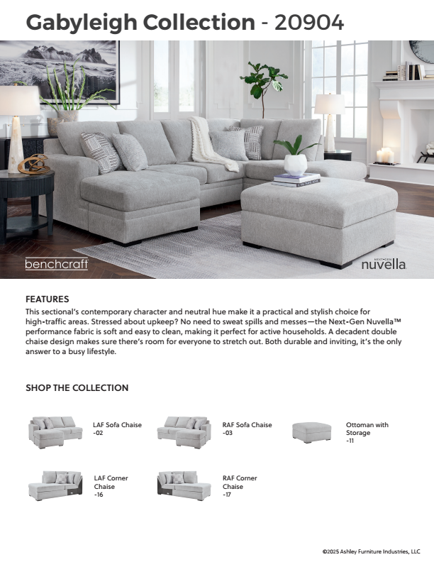 Gabyleigh - Nickel - 2-Piece Sectional With Laf Chaise