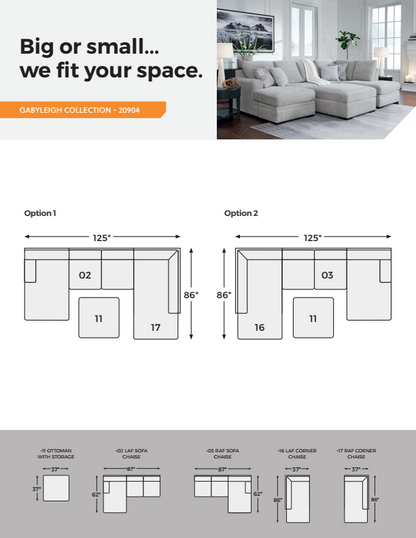 Gabyleigh - Nickel - 2-Piece Sectional With Laf Chaise