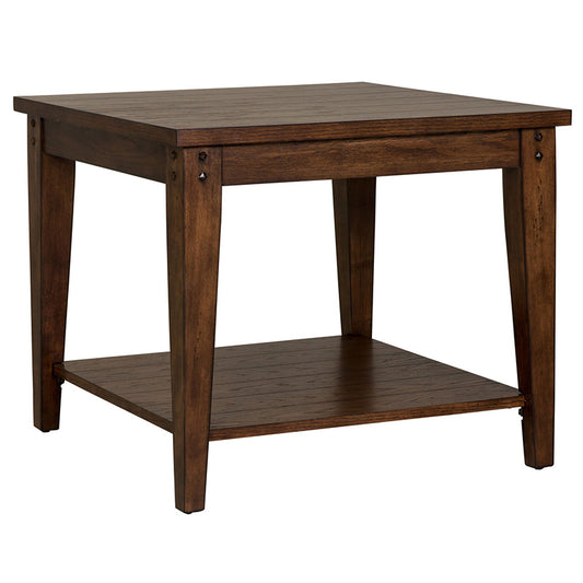 Lake House - Square Lamp Table - Rustic Brown