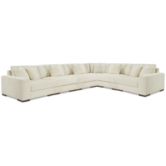 Lindyn - Ivory - 6-Piece Sectional With 3 Armless Chairs