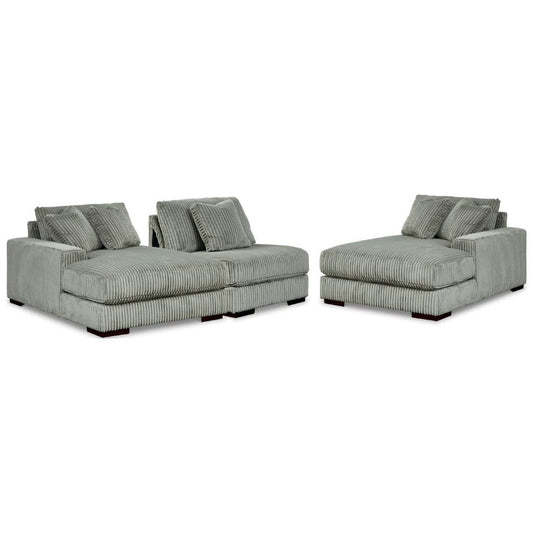 Lindyn - Fog - 3-Piece Sectional With Double Chaises