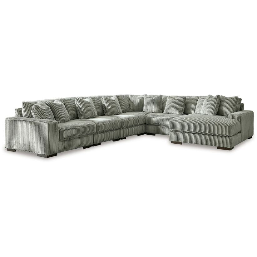 Lindyn - Fog - 6-Piece Sectional With RAF Corner Chaise