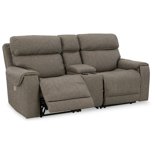 Starbot - Fossil - Power Reclining Loveseat With Console 3 Pc Sectional