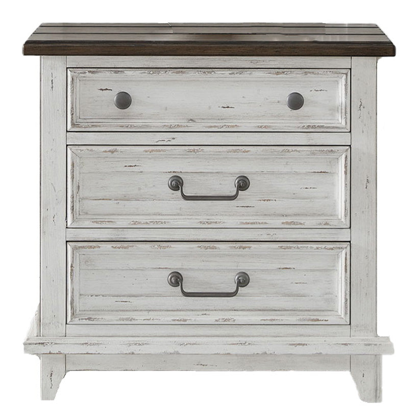 River Place - 3 Drawer Nightstand With Charging Station - White