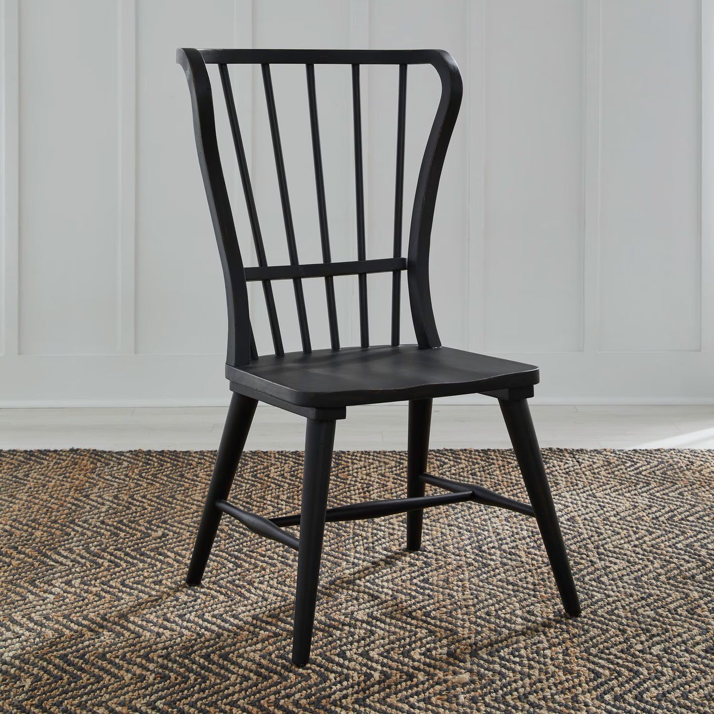 River Place - Windsor Back Side Chair - Black (RTA) & Riverstone White & Tobacco