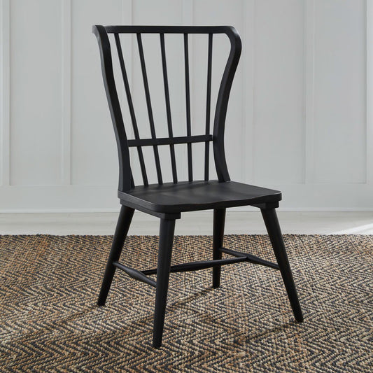 River Place - Windsor Back Side Chair - Black (RTA) & Riverstone White & Tobacco