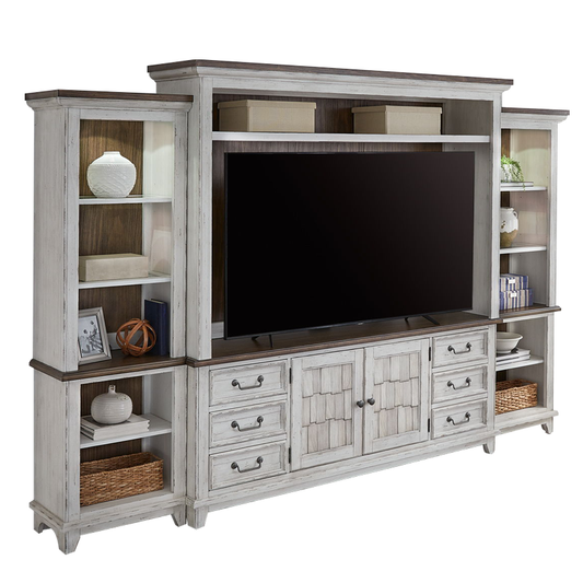 River Place - Entertainment Center With Piers - White