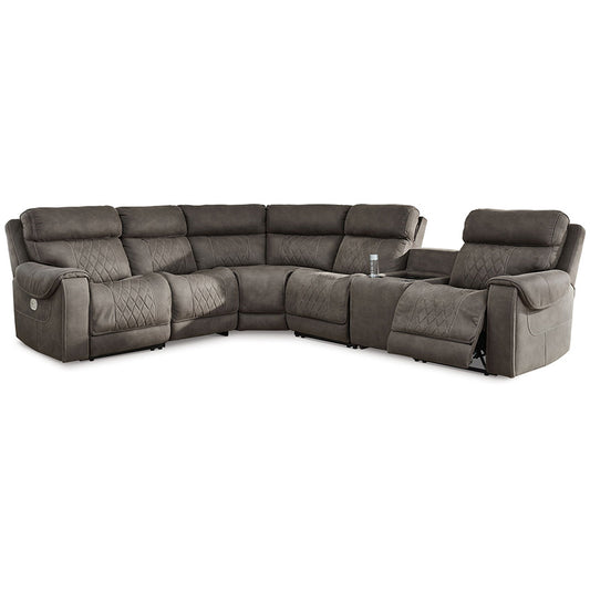 Hoopster - Gunmetal - Zero Wall Power Recliner With Console 6 Pc Sectional