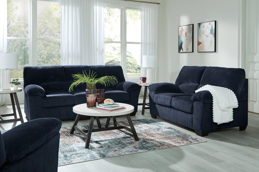 Simplejoy - Navy - 3 Pc. - Sofa, Loveseat, Rocker Recliner