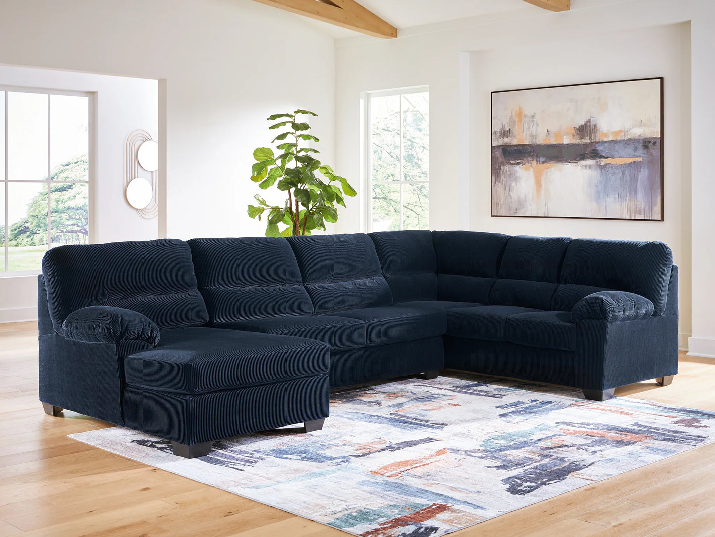 SimpleJoy - 3-Piece Sectional With LAF Corner Chaise - Navy