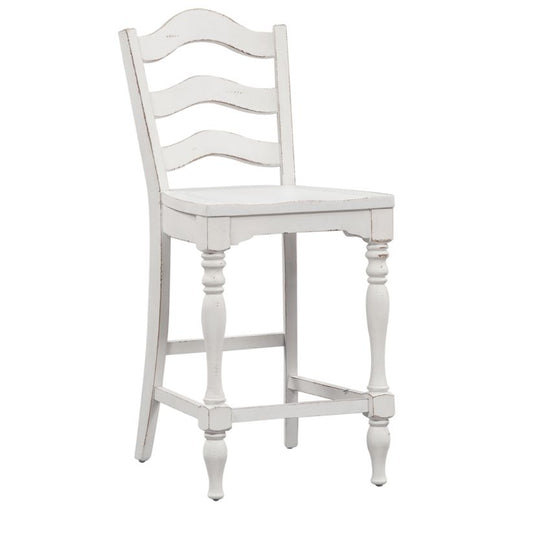 Magnolia Manor - Ladder Back Counter Chair - White