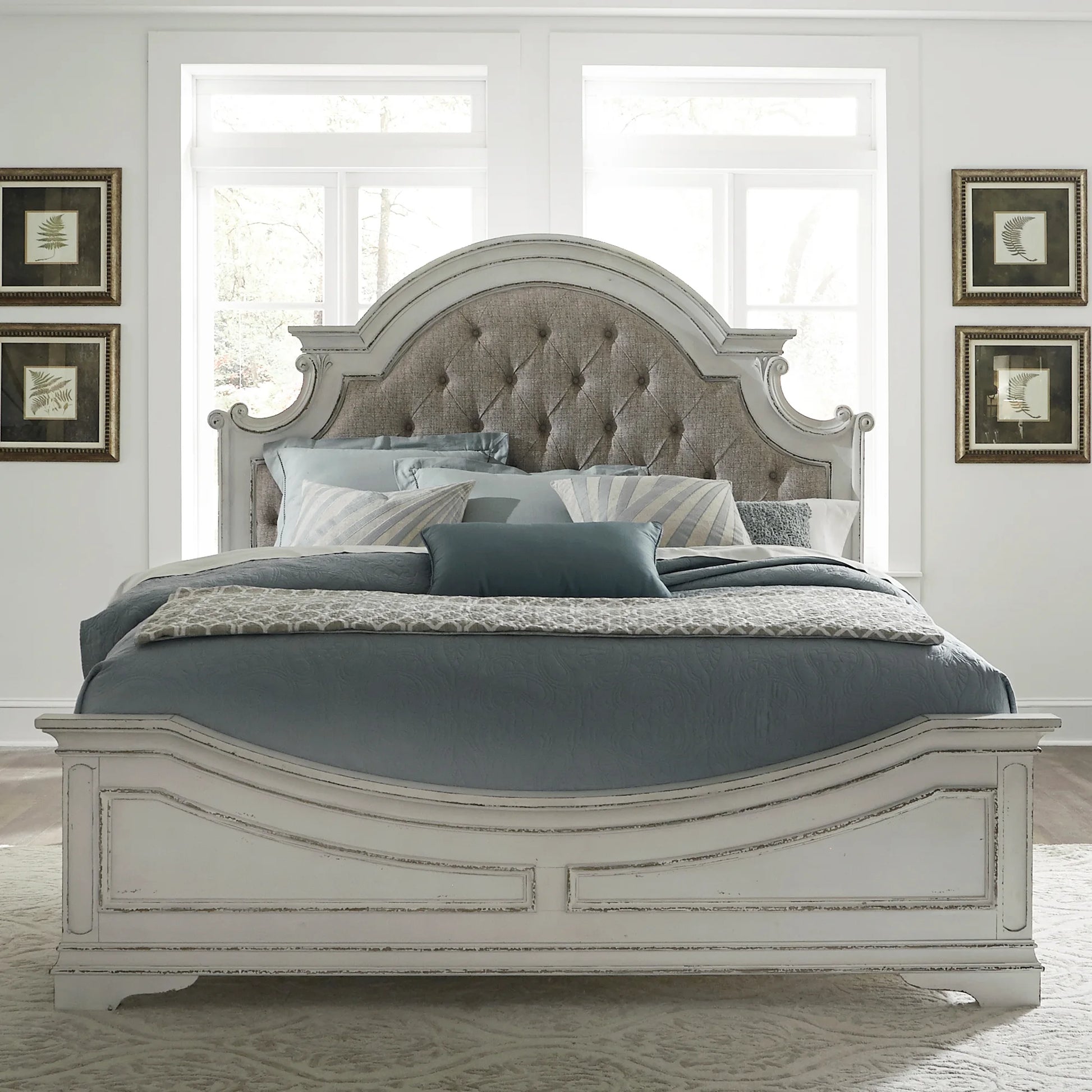 Magnolia Manor - King California Upholstered Bed - White