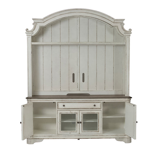 Magnolia Manor - Arched Entertainment Hutch - White