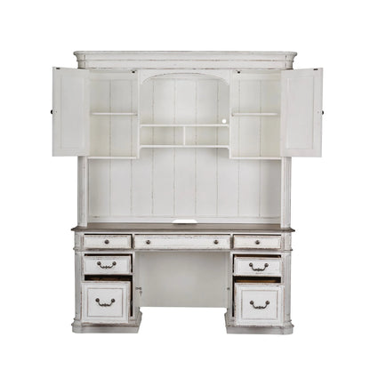 Magnolia Manor - Credenza & Hutch - White & Brown 6