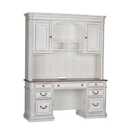 Magnolia Manor - Credenza & Hutch - White & Brown