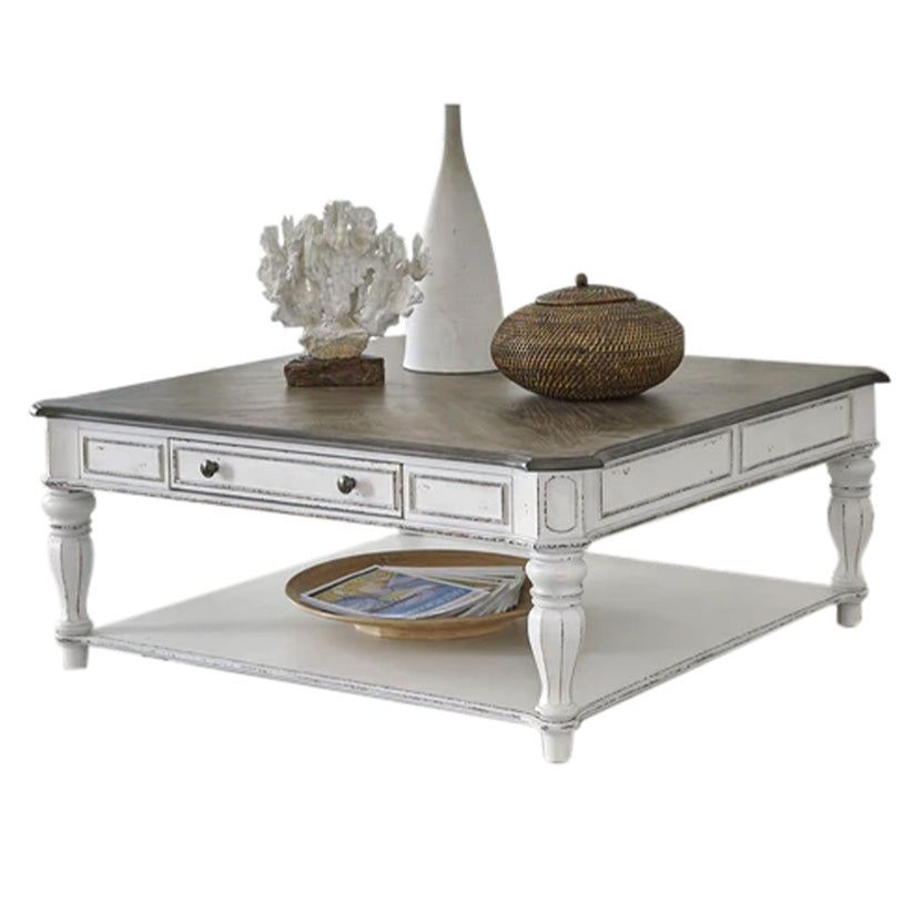 Magnolia Manor - Oversized Square Cocktail Table - White