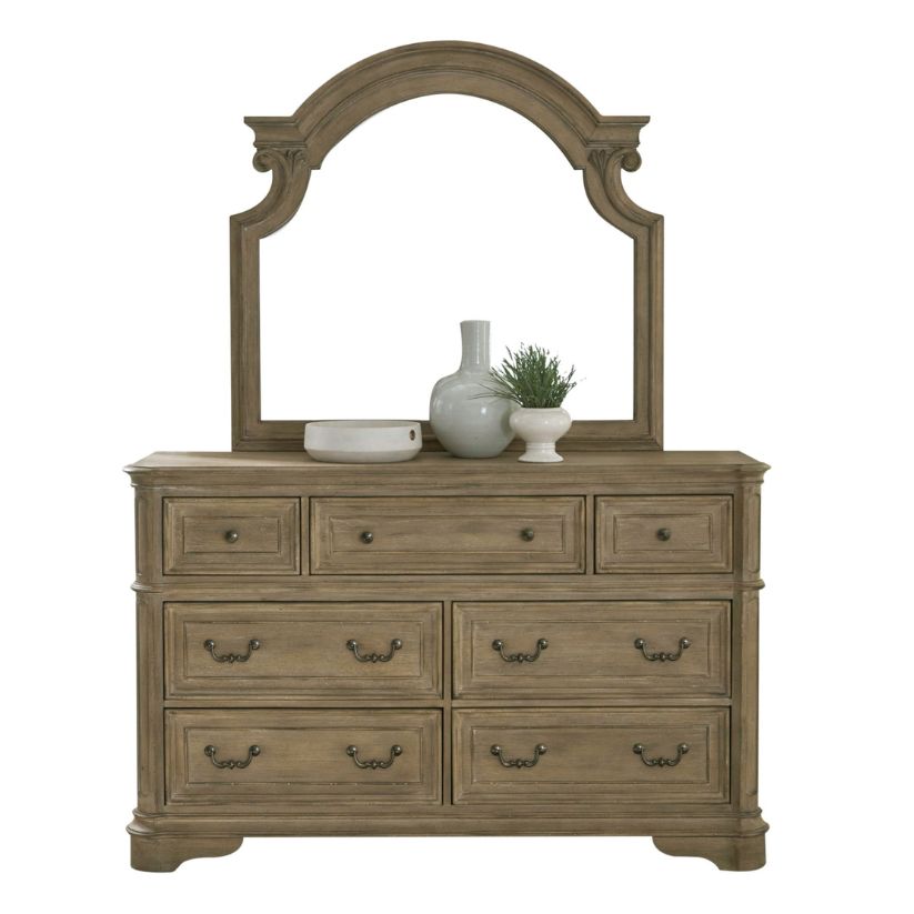 Magnolia Manor - Dresser & Mirror - Light Brown