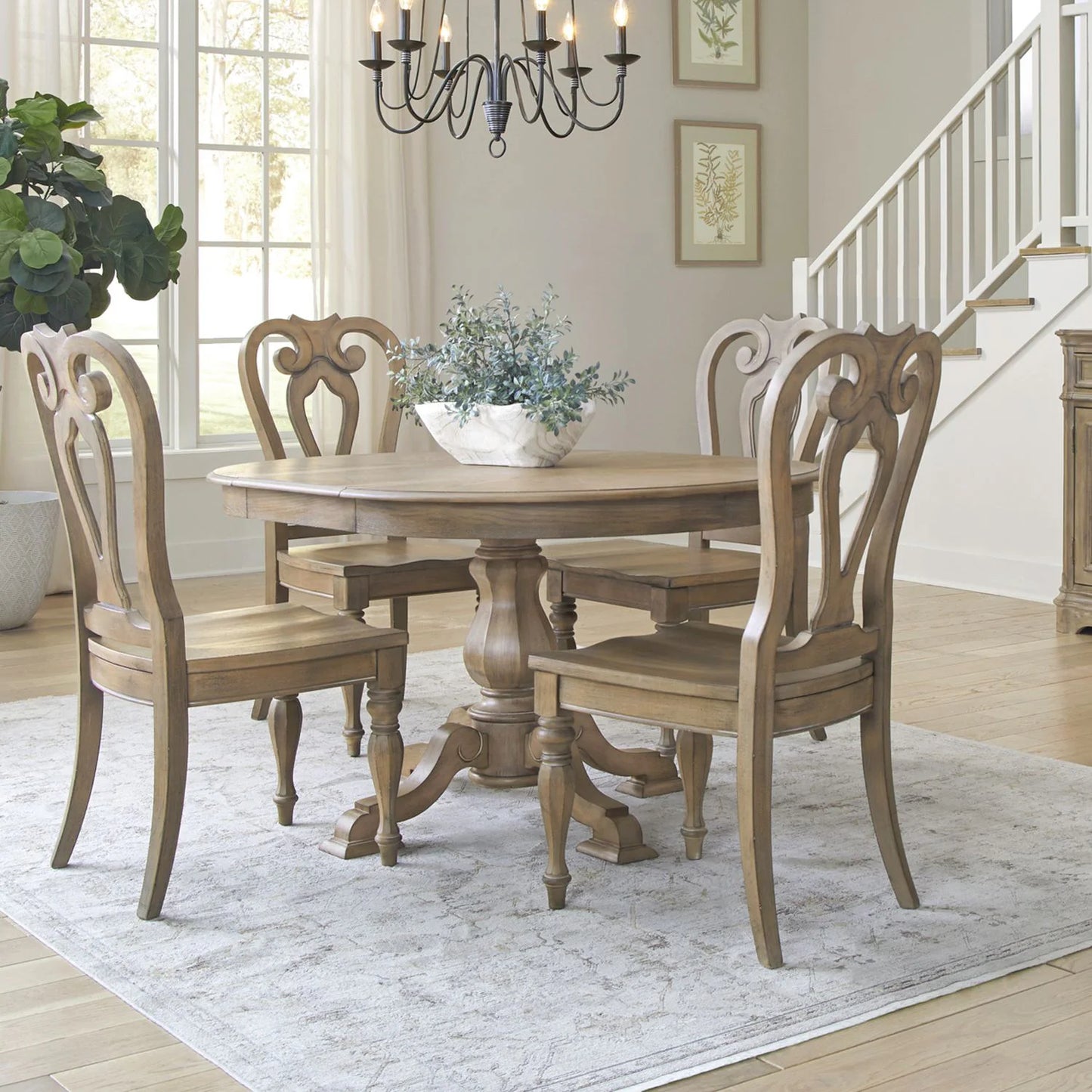 Magnolia Manor - Optional 5 Piece Pedestal Table Set - Brown