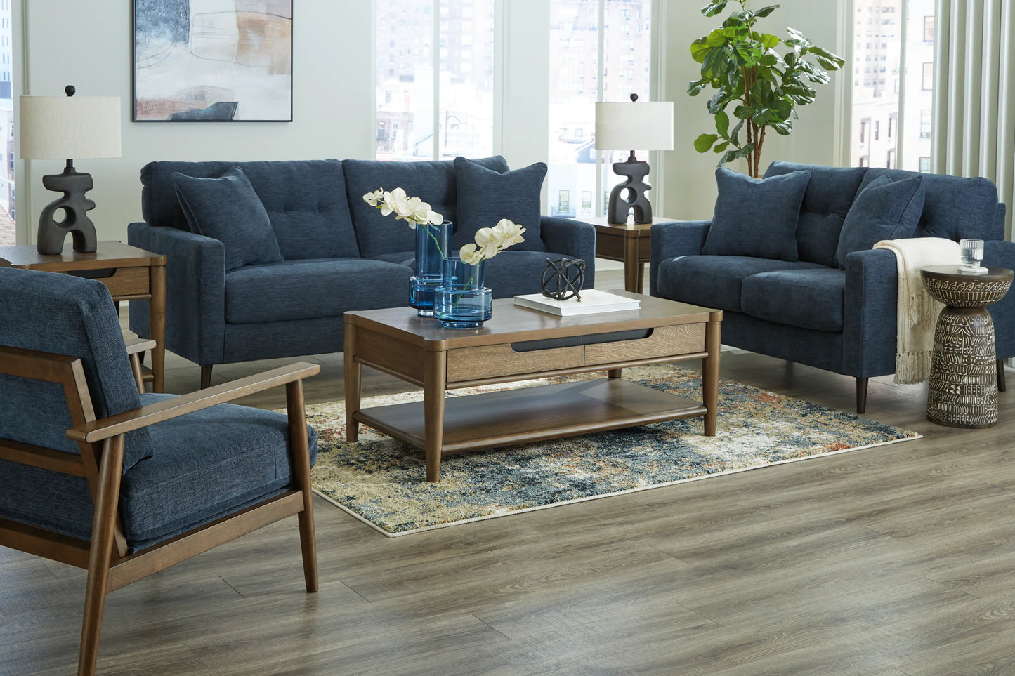 Bixler - 3 Pc. - Sofa, Loveseat, Accent Chair - Navy