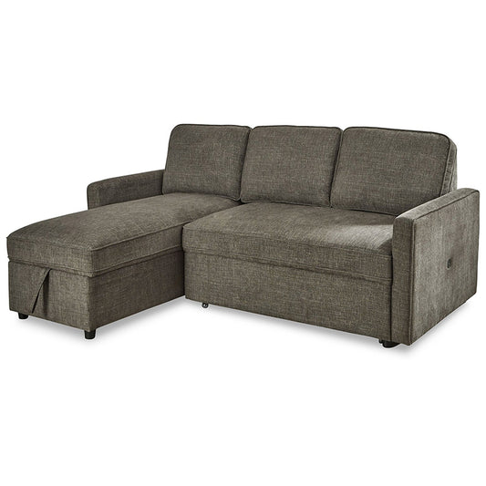 Kerle - Charcoal - Left Arm Facing Chaise With Pop Up Bed 2 Pc Sectional