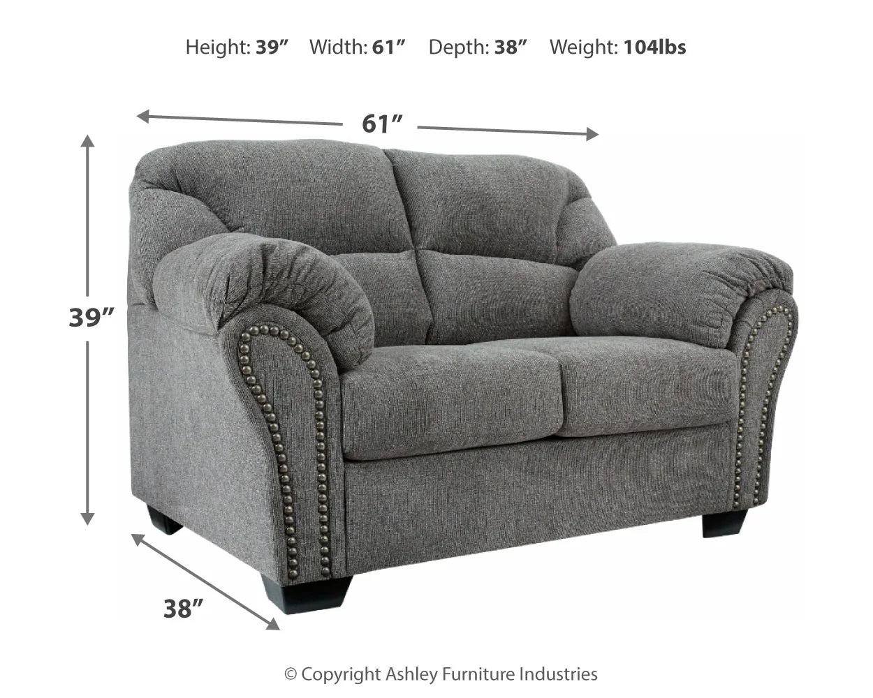 Allmaxx - Pewter - 2 Pc. - Sofa, Loveseat